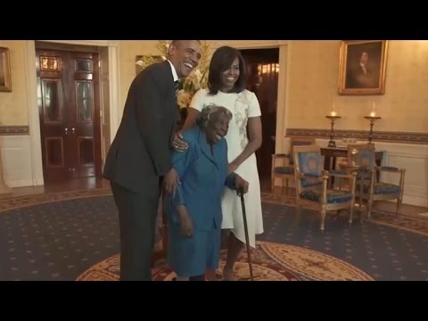 Watch: 106-year-old woman's priceless reaction to meeting the Obamas
